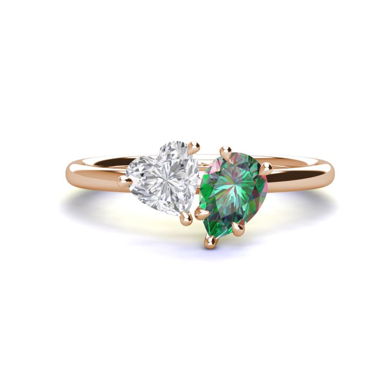 Sasha Heart & Pear Shape Created White Sapphire & Created Alexandrite 2 Stone Duo Ring 
