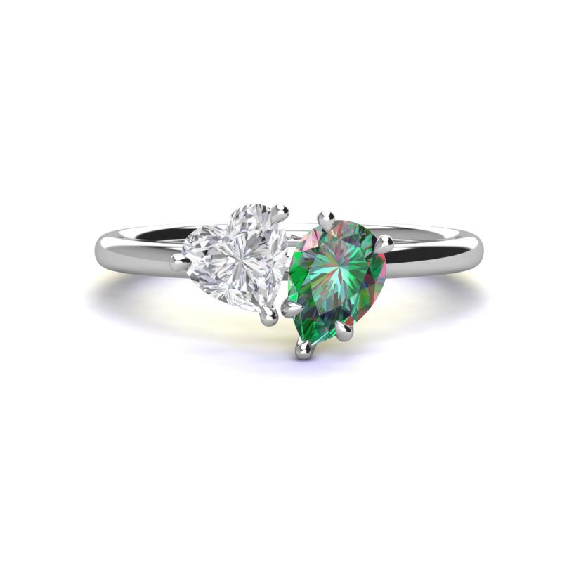 Sasha Heart & Pear Shape Created White Sapphire & Created Alexandrite 2 Stone Duo Ring 