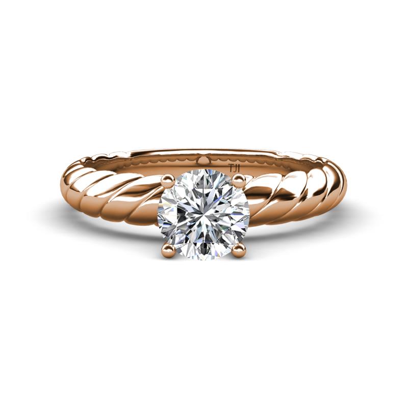 Eudora Classic 6.50 mm Round Forever One Moissanite Solitaire Engagement Ring 