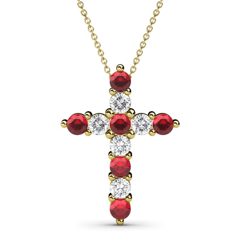 Abella Ruby and Diamond Cross Pendant 