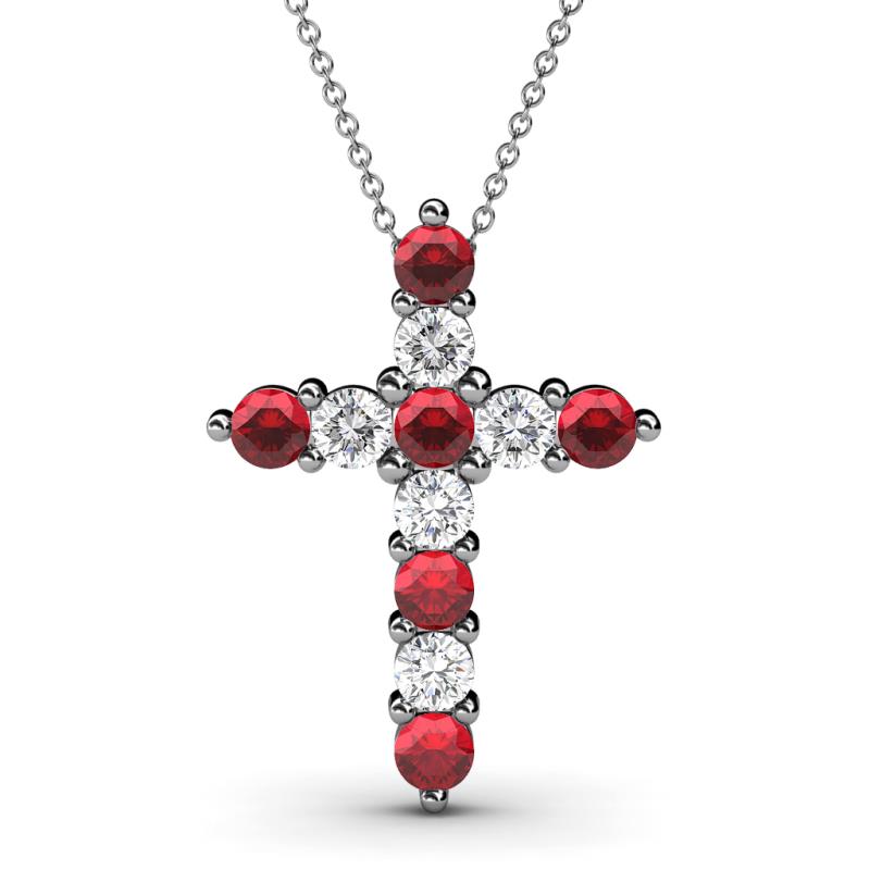 Abella Ruby and Diamond Cross Pendant 