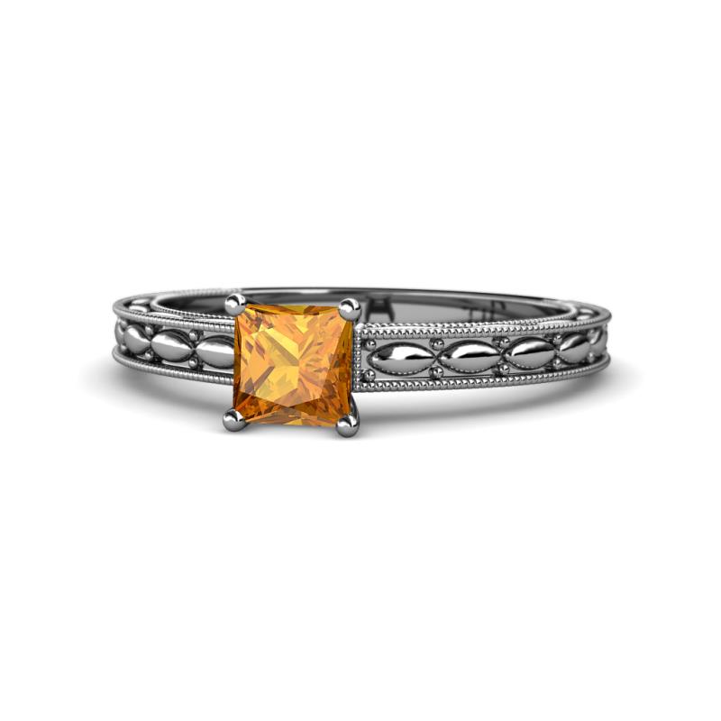 Rachel Classic 5.50 mm Princess Cut Citrine Solitaire Engagement Ring 