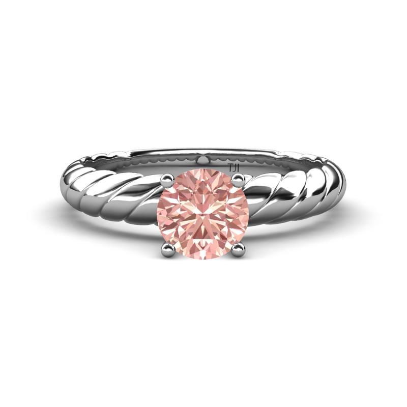 Eudora Classic 6.50 mm Round Morganite Solitaire Engagement Ring 