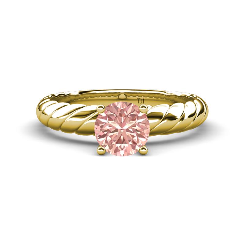 Eudora Classic 6.50 mm Round Morganite Solitaire Engagement Ring 