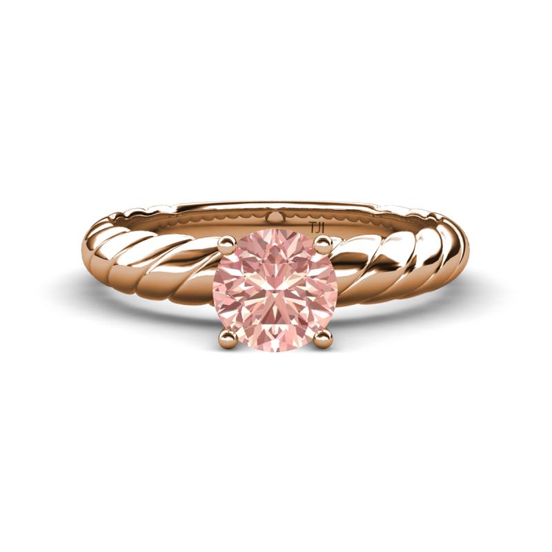 Eudora Classic 6.50 mm Round Morganite Solitaire Engagement Ring 
