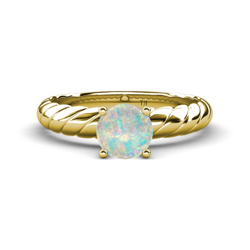 Eudora Classic 6.00 mm Round Opal Solitaire Engagement Ring 