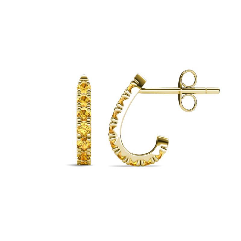 Zena Half Hoop 1.80 mm Round Citrine Huggie Earrings 