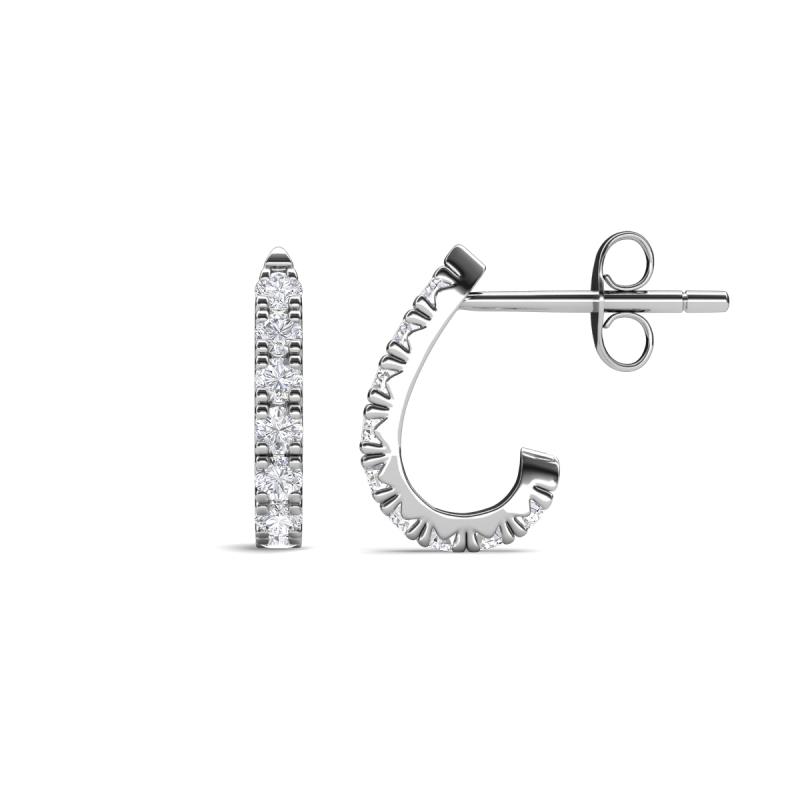 Zena Half Hoop 1.80 mm Round White Sapphire Huggie Earrings 