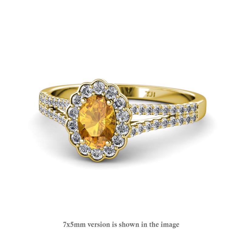 Raisa Desire Oval Shape Citrine and Round Diamond Halo Engagement Ring 