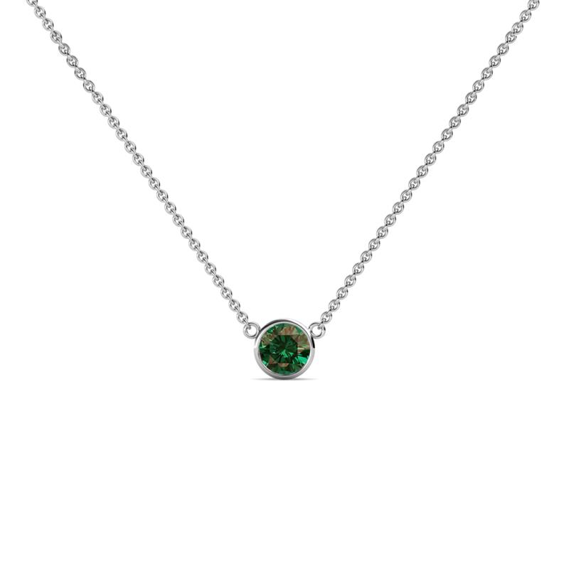 Merilyn 3.00 mm Round Lab Created Alexandrite Bezel Set Solitaire Pendant 