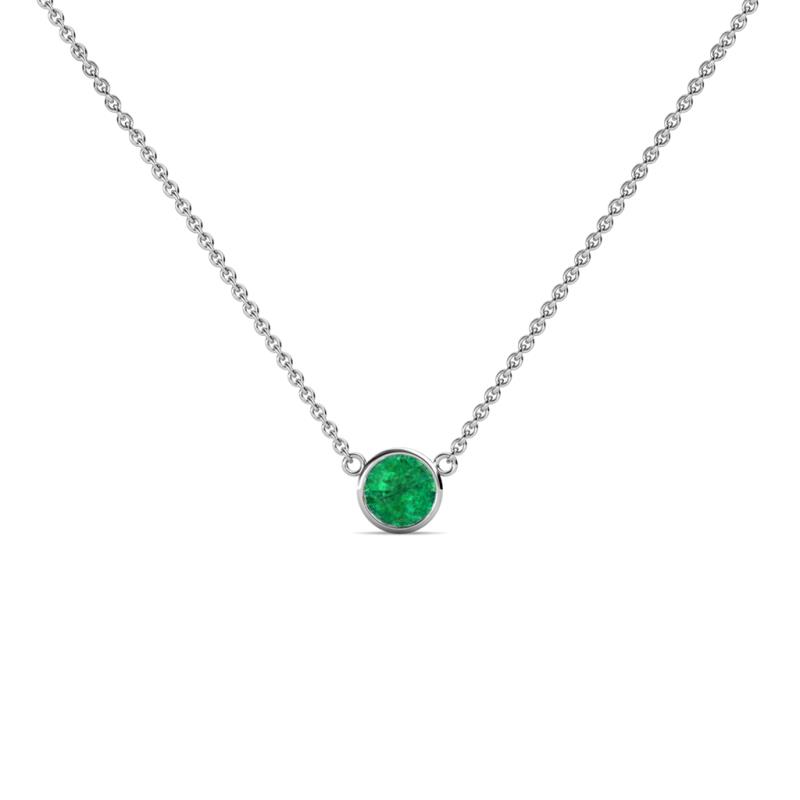 Merilyn 3.00 mm Round Emerald Bezel Set Solitaire Pendant 