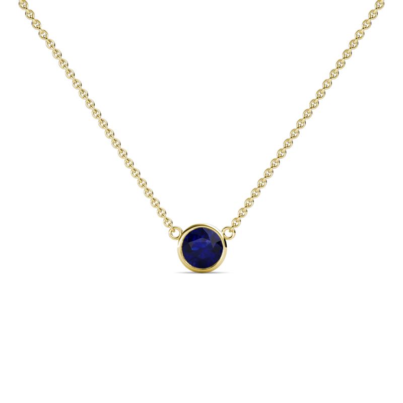 Merilyn 4.00 mm Round Blue Sapphire Bezel Set Solitaire Pendant 