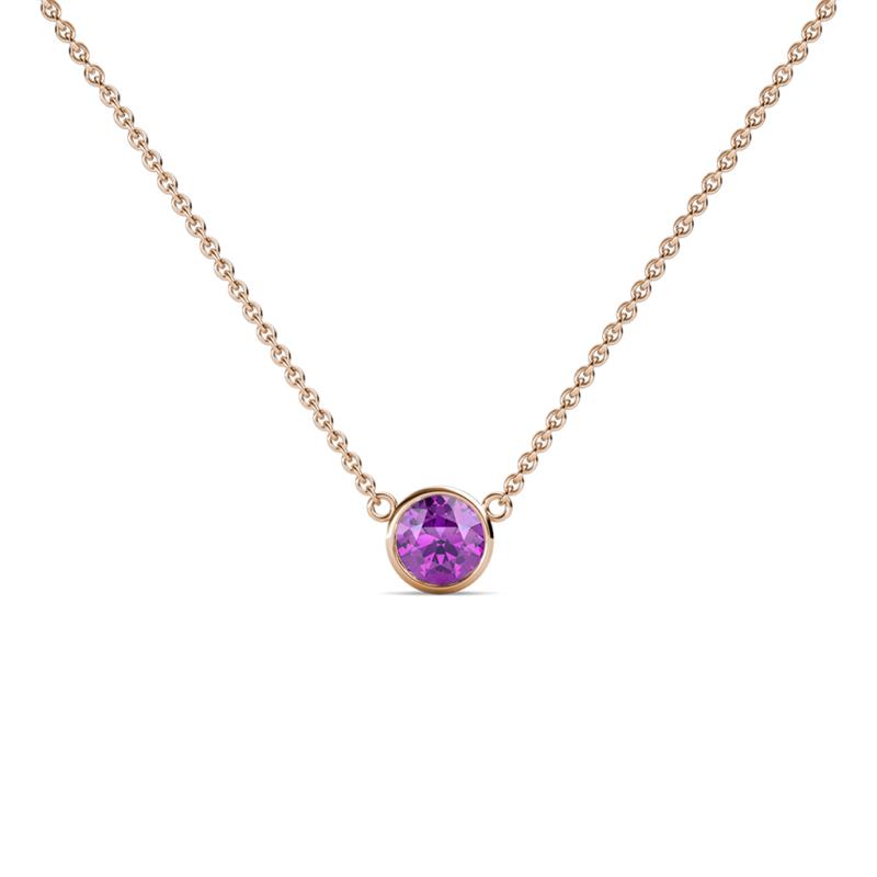Merilyn 4.00 mm Round Amethyst Bezel Set Solitaire Pendant 