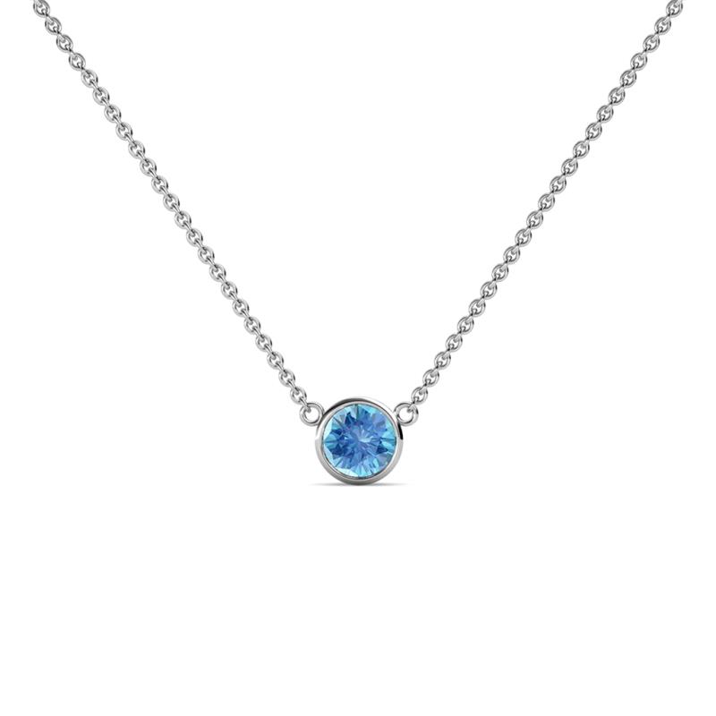 Merilyn 4.00 mm Round Blue Topaz Bezel Set Solitaire Pendant 