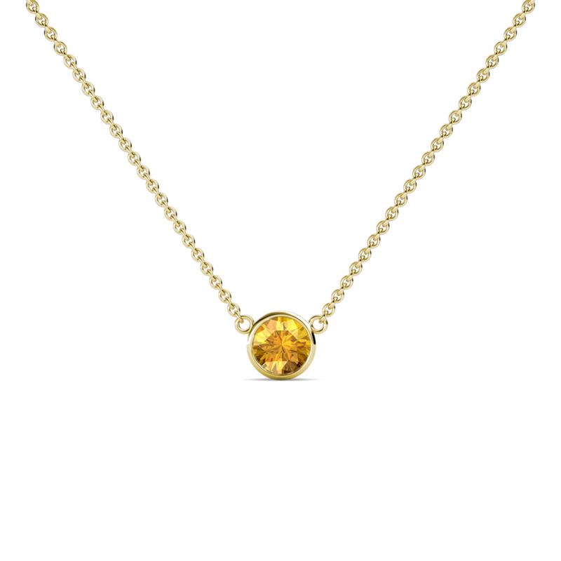 Merilyn 4.00 mm Round Citrine Bezel Set Solitaire Pendant 