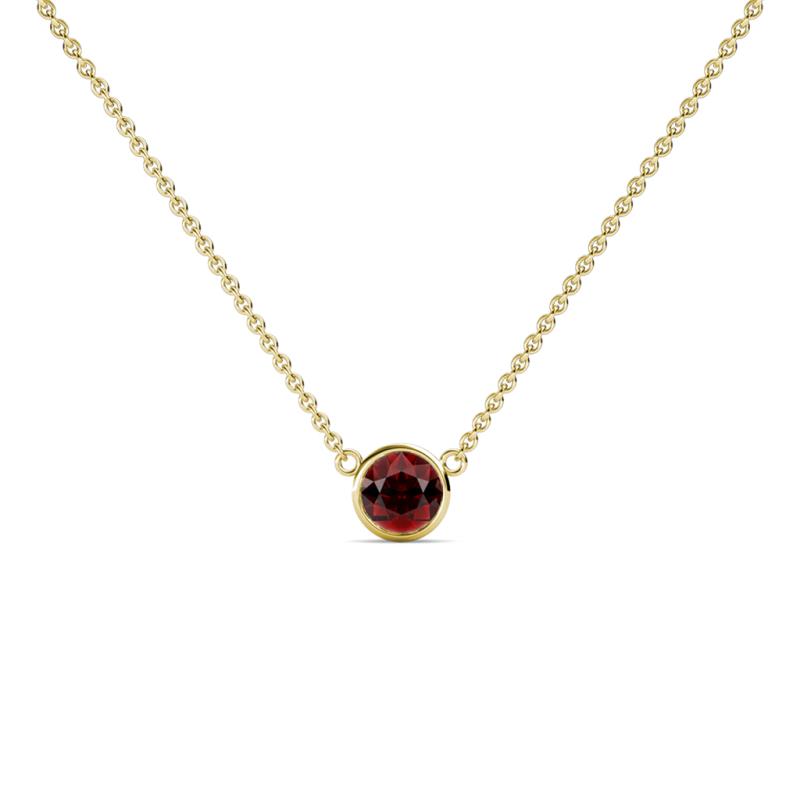 Merilyn 4.00 mm Round Red Garnet Bezel Set Solitaire Pendant 