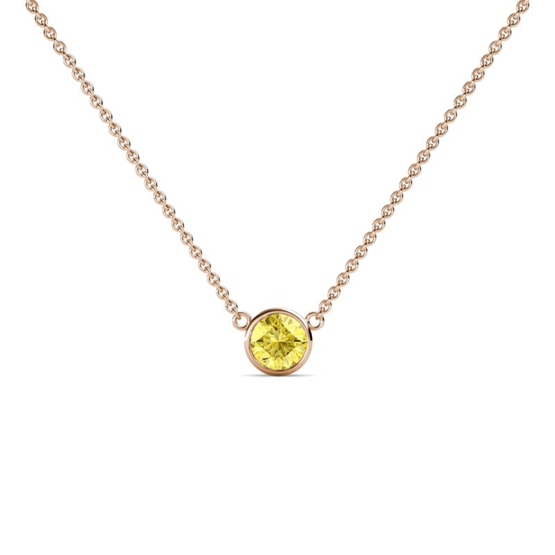 Merilyn 4.00 mm Round Yellow Sapphire Bezel Set Solitaire Pendant 