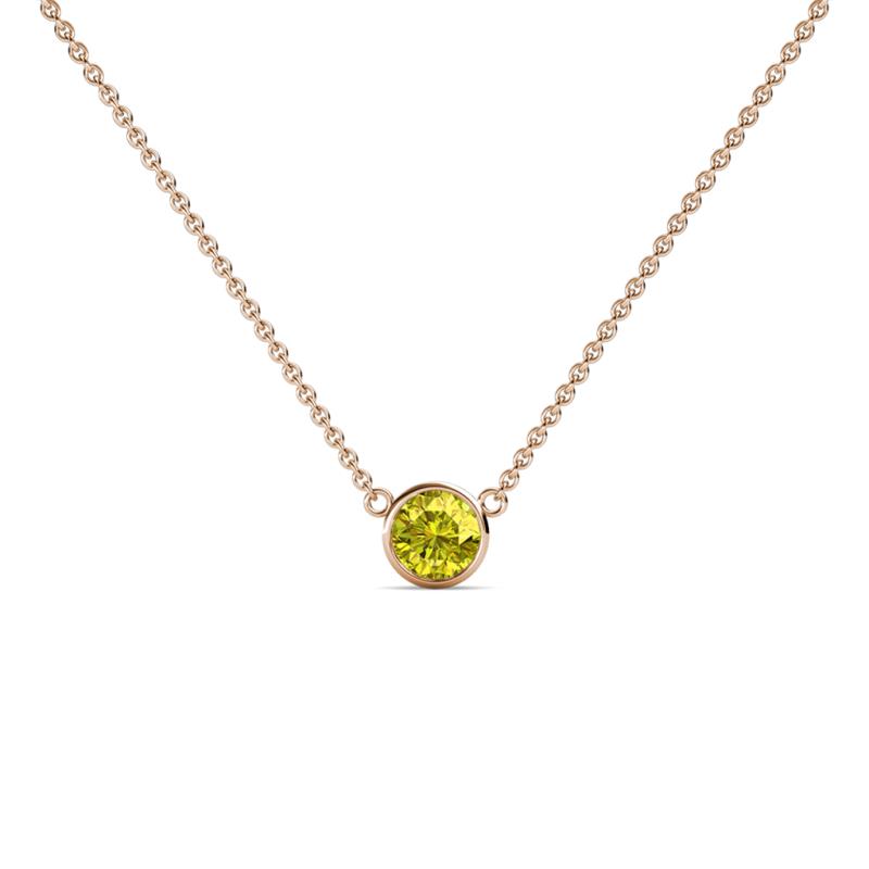 Merilyn 4.00 mm Round Yellow Diamond Bezel Set Solitaire Pendant 