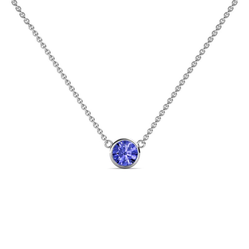 Merilyn 4.00 mm Round Tanzanite Bezel Set Solitaire Pendant 