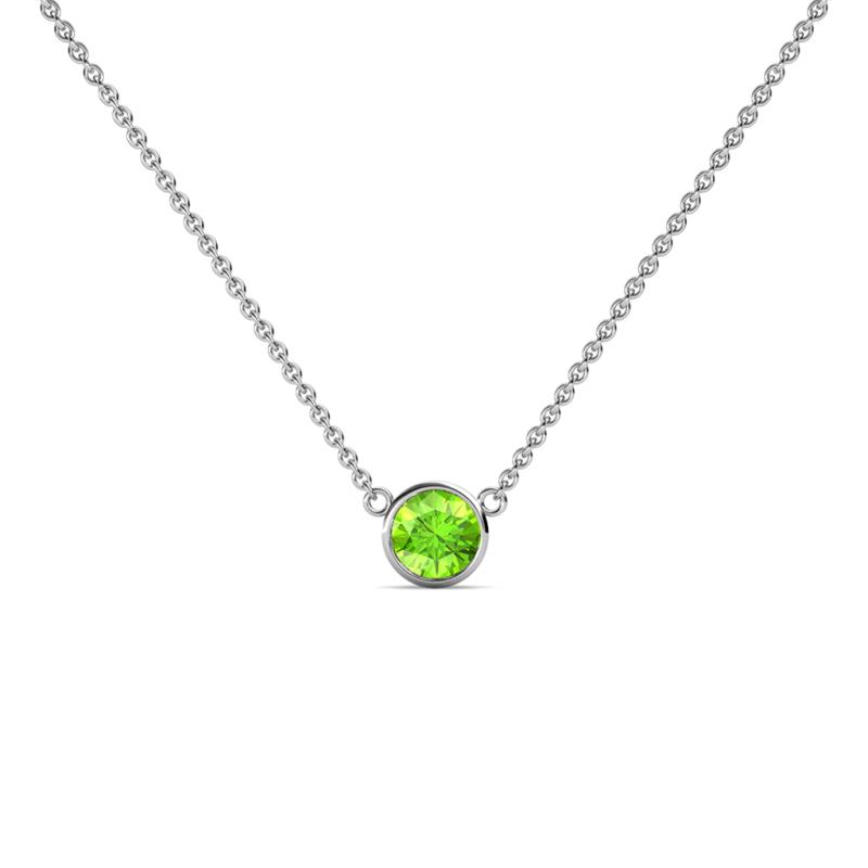 Merilyn 4.00 mm Round Peridot Bezel Set Solitaire Pendant 