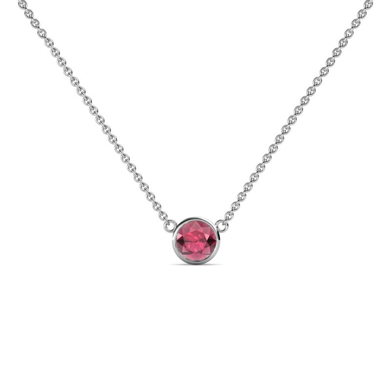 Merilyn 4.00 mm Round Rhodolite Garnet Bezel Set Solitaire Pendant 