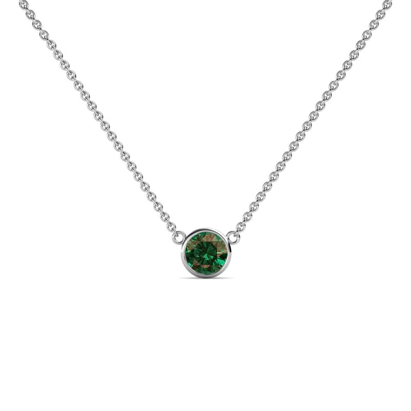 Merilyn 4.00 mm Round Lab Created Alexandrite Bezel Set Solitaire Pendant 