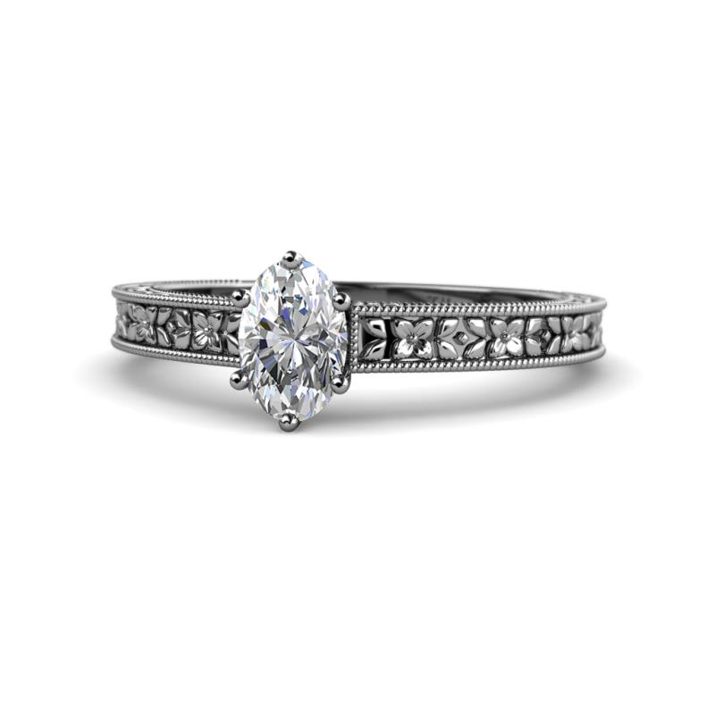 Florian Classic 7x5 mm Oval Cut Forever Brilliant Moissanite Solitaire Engagement Ring 