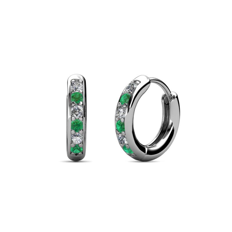 Cianna 1.80mm (0.26 ctw) Petite Emerald and Diamond Hoop Earrings 