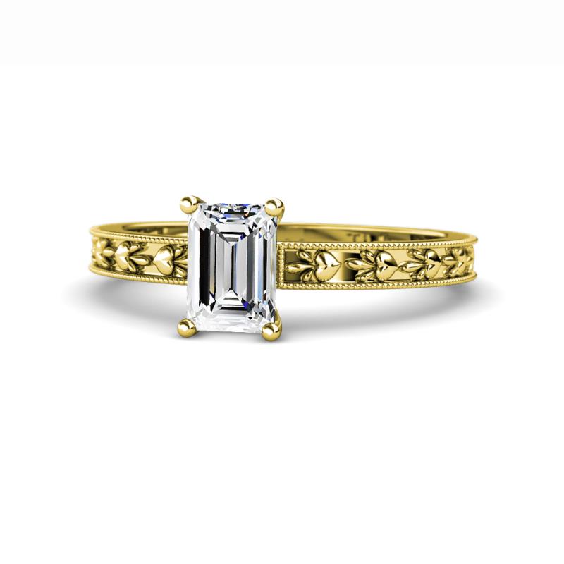 Niah Classic 7x5 mm Emerald Shape Forever One Moissanite Solitaire Engagement Ring 