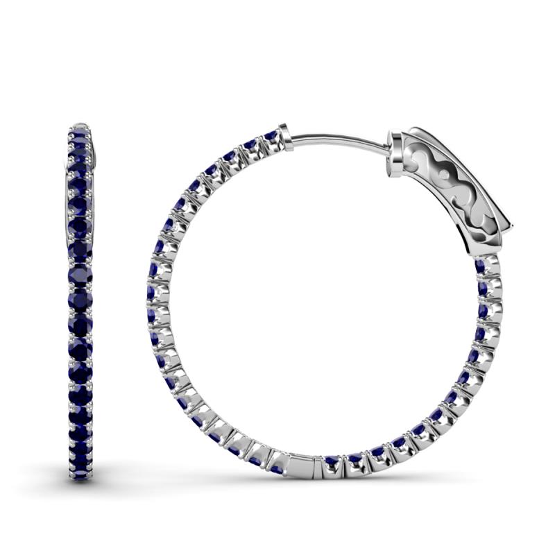 Melissa 2.84 ctw (2.30 mm) Inside Outside Round Blue Sapphire Eternity Hoop Earrings 