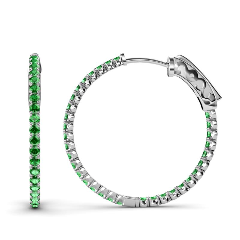 Melissa 3.15 ctw (2.30 mm) Inside Outside Round Green Garnet Eternity Hoop Earrings 
