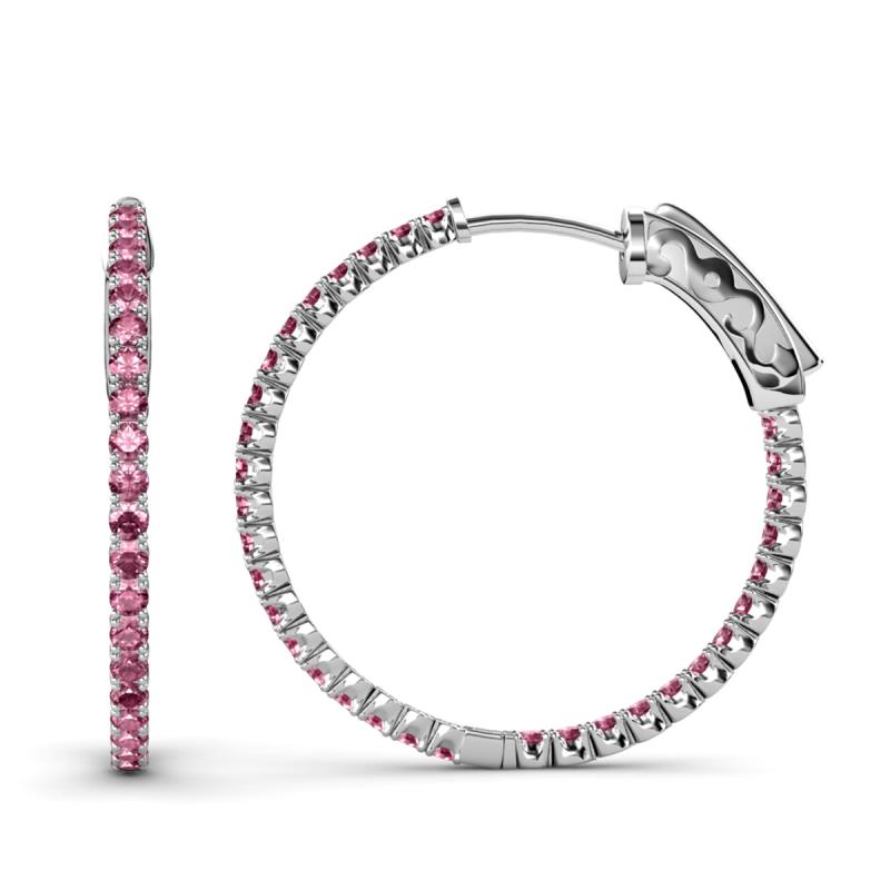 Melissa 3.00 ctw (2.30 mm) Inside Outside Round Pink Tourmaline Eternity Hoop Earrings 