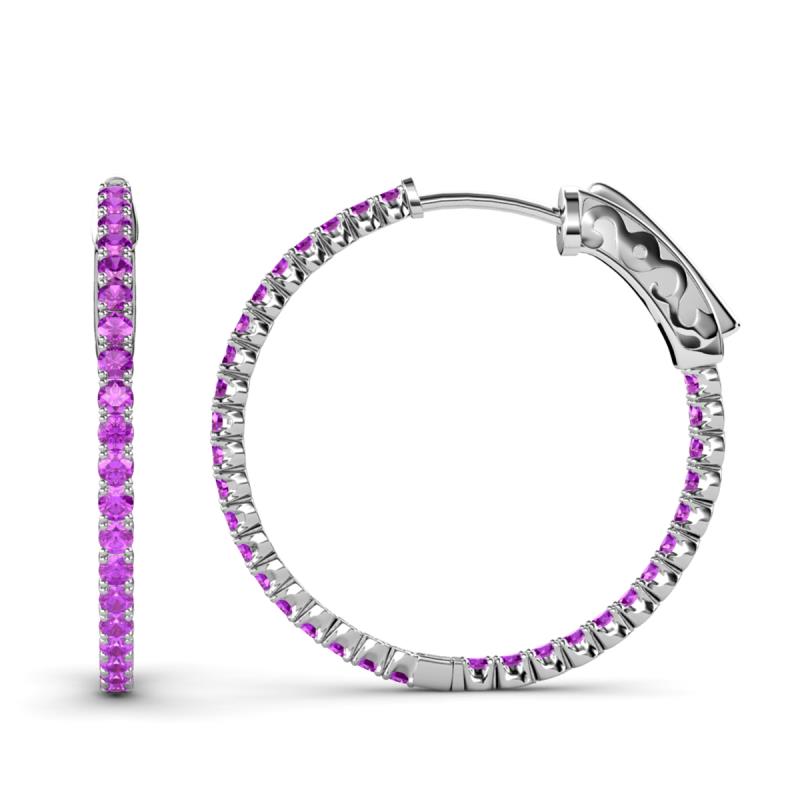 Melissa 1.80 ctw (2.30 mm) Inside Outside Round Amethyst Eternity Hoop Earrings 