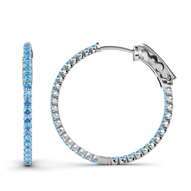 Melissa 2.70 ctw (2.30 mm) Inside Outside Round Blue Topaz Eternity Hoop Earrings 