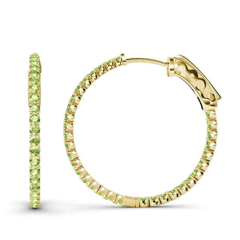 Melissa 3.00 ctw (2.30 mm) Inside Outside Round Peridot Eternity Hoop Earrings 