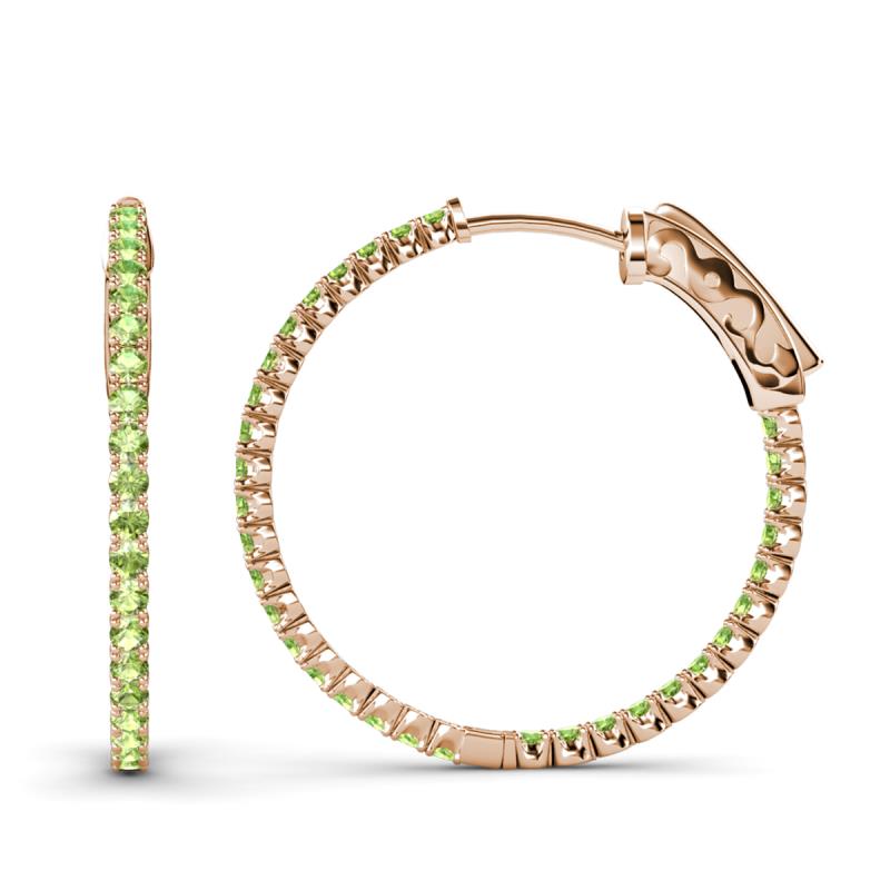 Melissa 3.00 ctw (2.30 mm) Inside Outside Round Peridot Eternity Hoop Earrings 