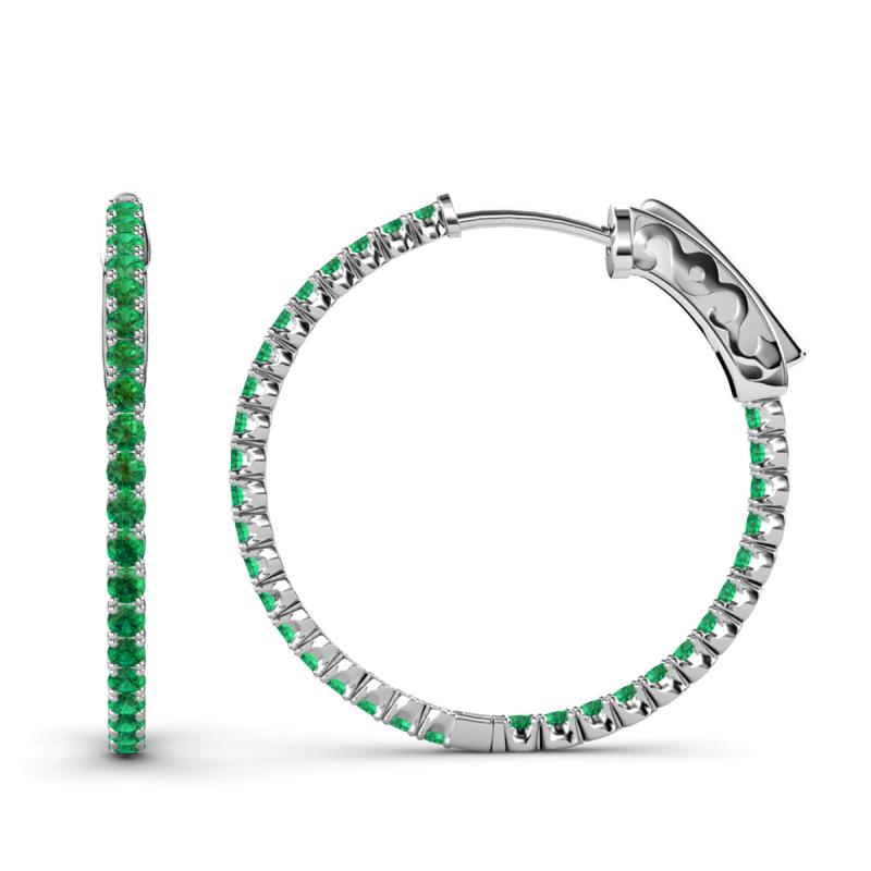 Melissa 1.80 ctw (2.30 mm) Inside Outside Round Emerald Eternity Hoop Earrings 