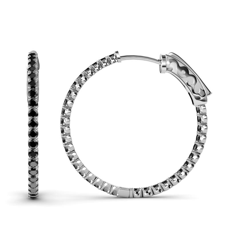 Melissa 2.84 ctw (2.30 mm) Inside Outside Round Black Diamond Eternity Hoop Earrings 