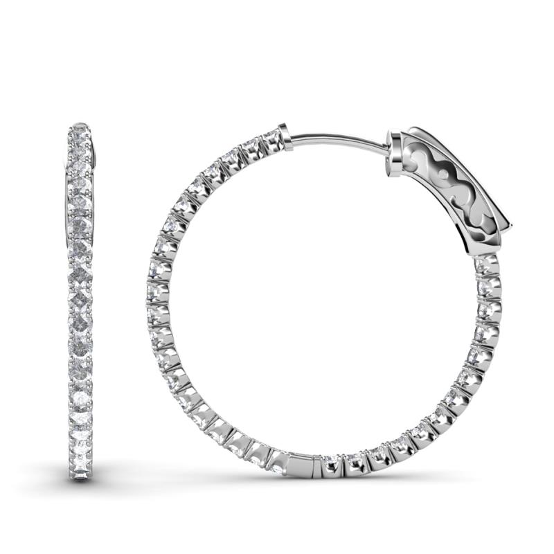 Melissa 2.84 ctw (2.30 mm) Inside Outside Round Natural White Sapphire Eternity Hoop Earrings 