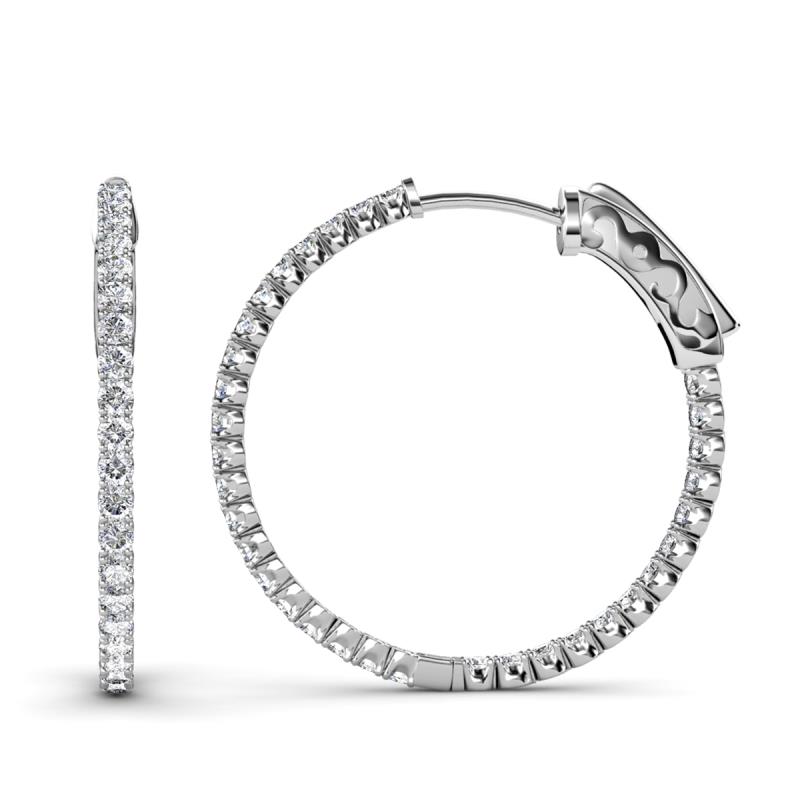 Melissa 2.70 ctw (2.30 mm) Inside Outside Round Natural Diamond Eternity Hoop Earrings 