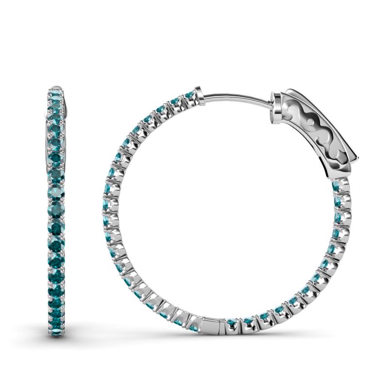 Melissa 2.70 ctw (2.30 mm) Inside Outside Round London Blue Topaz Eternity Hoop Earrings 