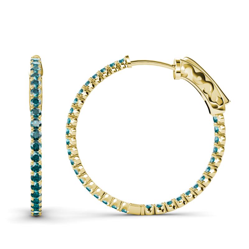 Melissa 2.70 ctw (2.30 mm) Inside Outside Round London Blue Topaz Eternity Hoop Earrings 