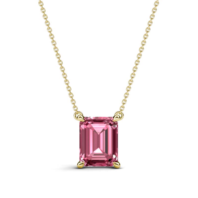 Athena 2.85 ct Pink Tourmaline Emerald Shape (9x7 mm) Solitaire Pendant Necklace 