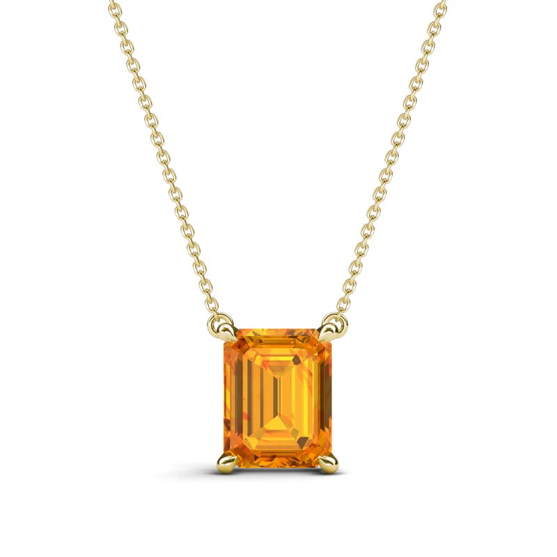 Athena 2.00 ct Citrine Emerald Shape (9x7 mm) Solitaire Pendant Necklace 