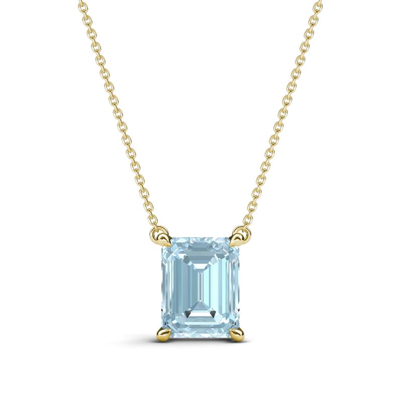 Athena 2.00 ct Aquamarine Emerald Shape (9x7 mm) Solitaire Pendant Necklace 