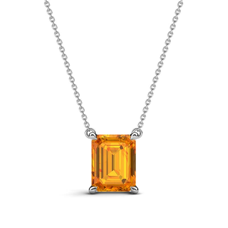 Athena 2.00 ct Citrine Emerald Shape (9x7 mm) Solitaire Pendant Necklace 