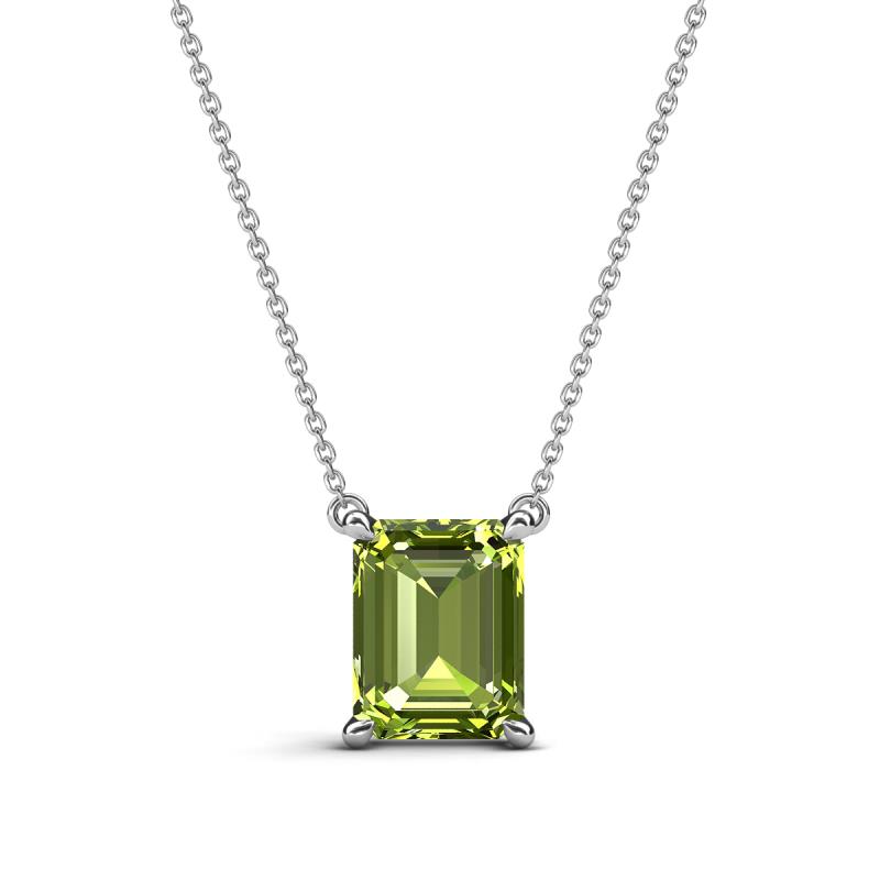Athena 2.45 ct Peridot Emerald Shape (9x7 mm) Solitaire Pendant Necklace 