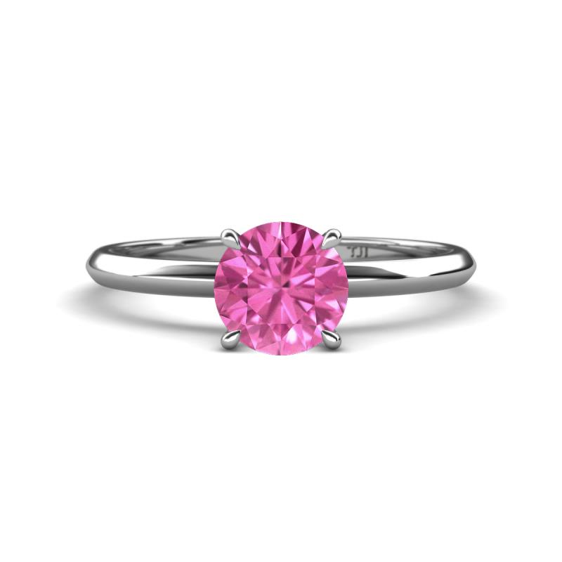 Elodie 6.00 mm Round Lab Created Pink Sapphire Solitaire Engagement Ring 