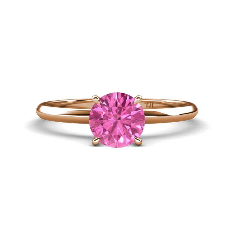 Elodie 6.00 mm Round Lab Created Pink Sapphire Solitaire Engagement Ring 