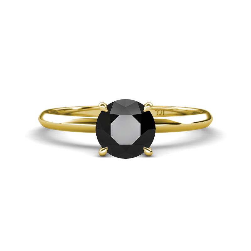 Elodie 6.50 mm Round Black Diamond Solitaire Engagement Ring 